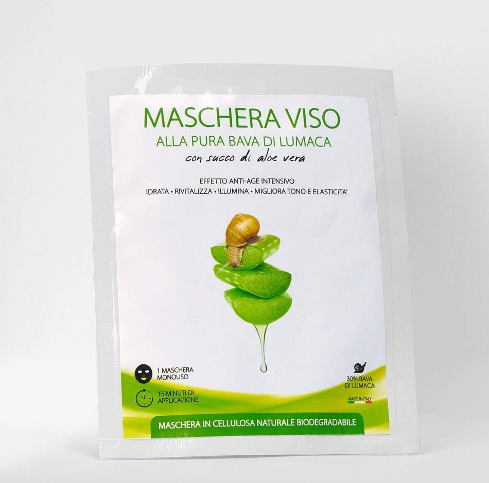 Allevamento lumache vive spurgate Chiocciole Helix Aspera Maxima vendita diretta Brescia Maschera viso alla bava di lumaca