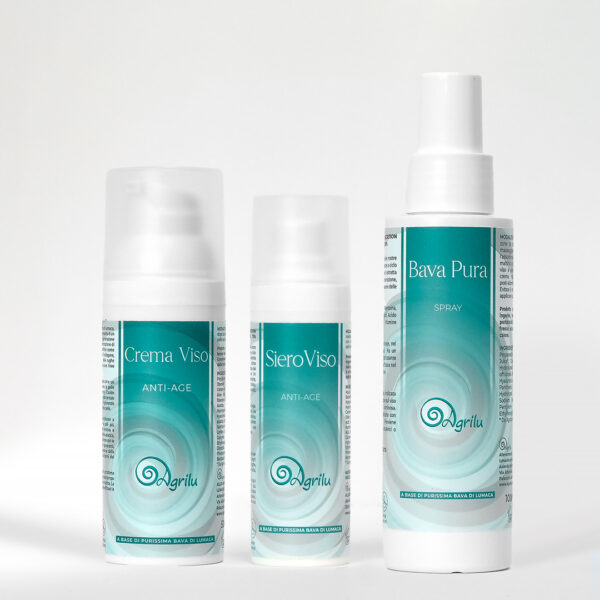 Allevamento lumache vive spurgate Chiocciole Helix Aspera Maxima vendita diretta Brescia Kit bellezza - Bava + Siero + Crema Viso